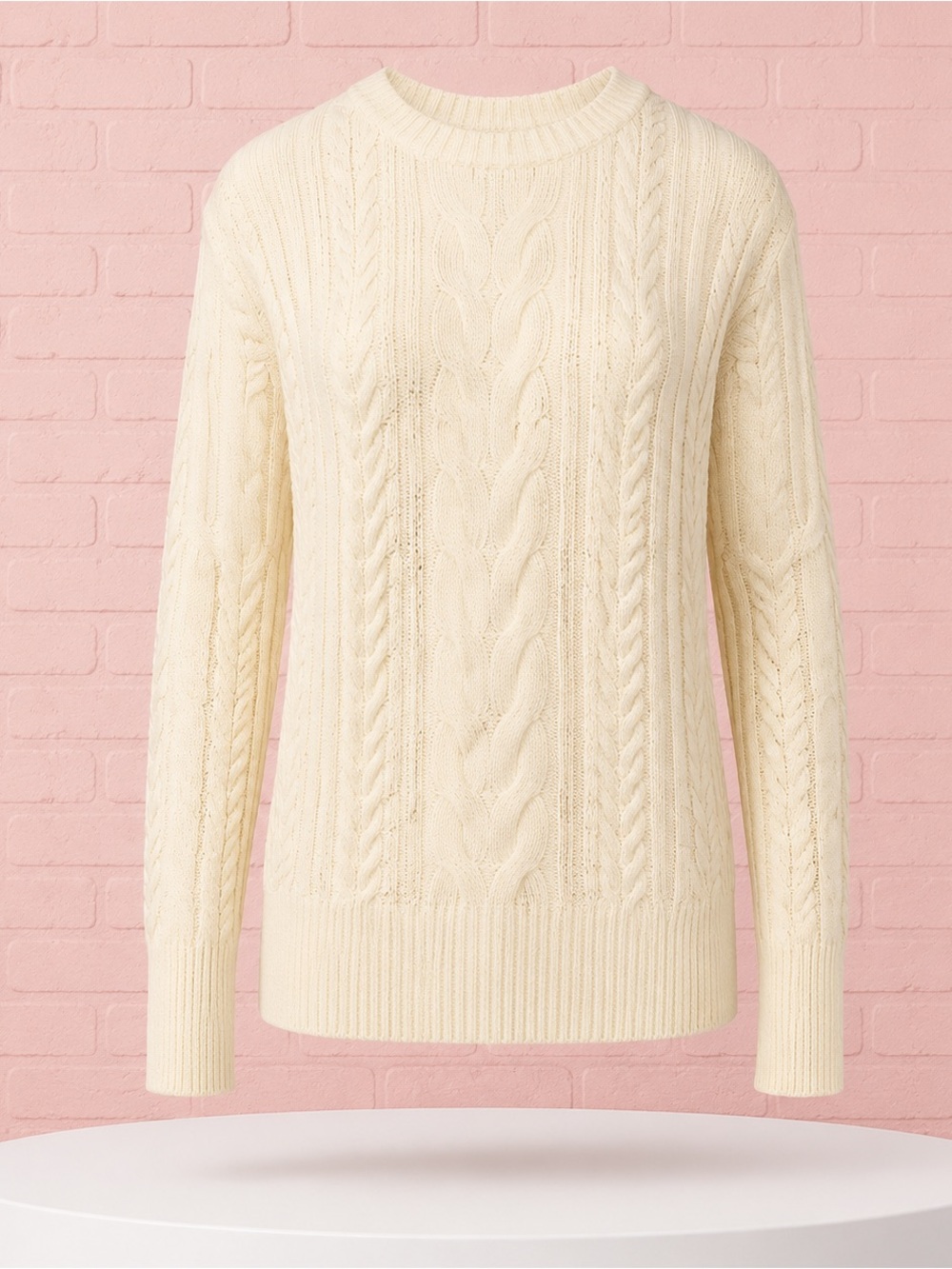NWT Philosophy Cream Cable Knit Crewneck Sweater Ivory Large